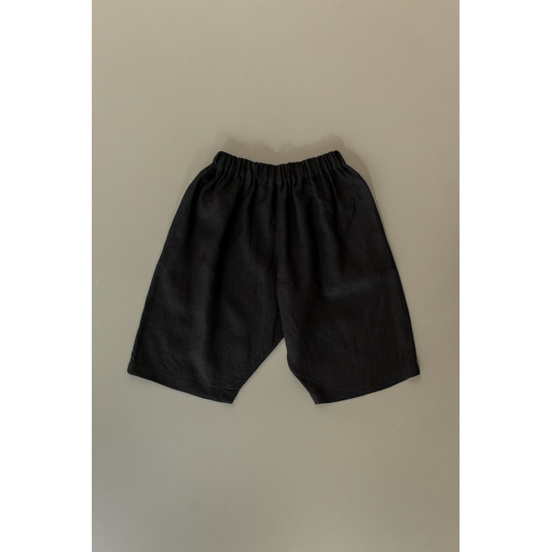 Short mixte pour homme, lin noir