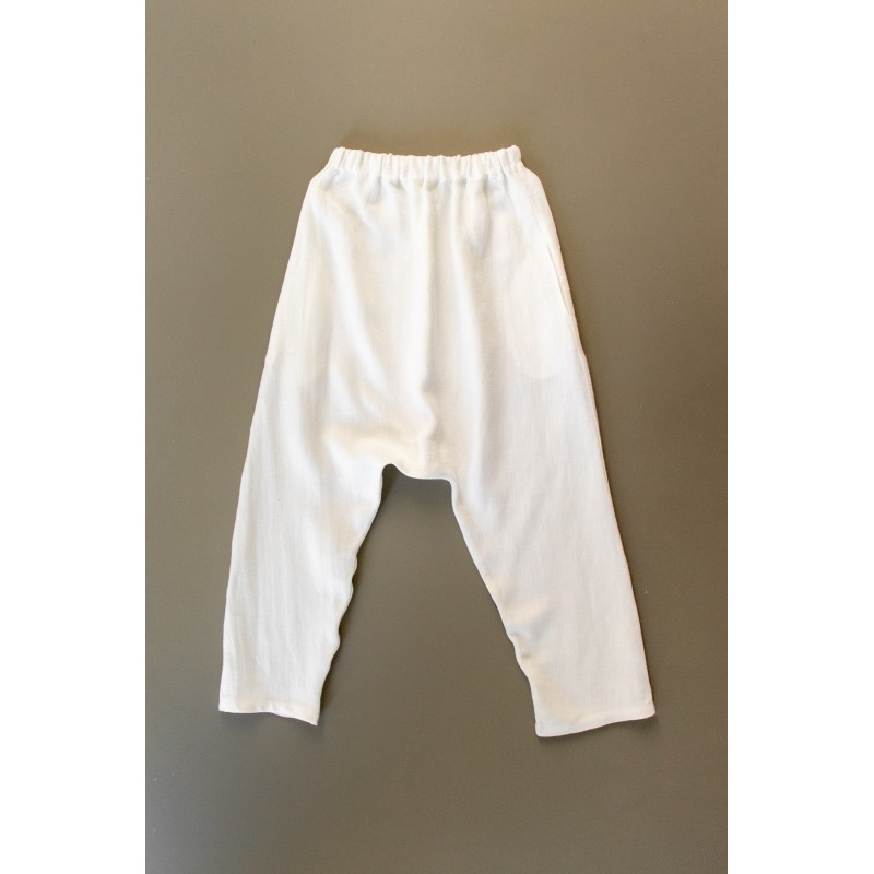 Saroual trousers, white heavy linen