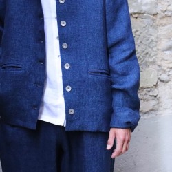 Man jacket, indigo heavy linen