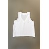 Sleeveless blouse, V neck, white linen