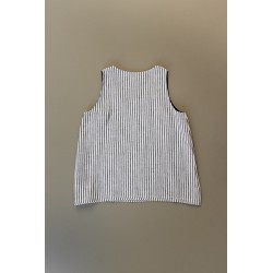 Sleeveless blouse squared neck, light stripes linen