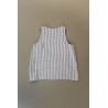 Sleeveless blouse squared neck, light stripes linen