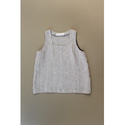 Sleeveless blouse squared neck, light stripes linen