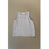 Sleeveless blouse squared neck, light stripes linen