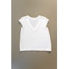 Short sleeves blouse, V neck, white linen