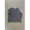 3/4 sleeves blouse U neck, dark stripes linen