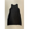 Flared dress, sleeveless, U neck, black linen