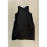 Flared dress, sleeveless, U neck, black linen