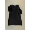 Flared dress, 3/4 sleeves, U neck, black linen