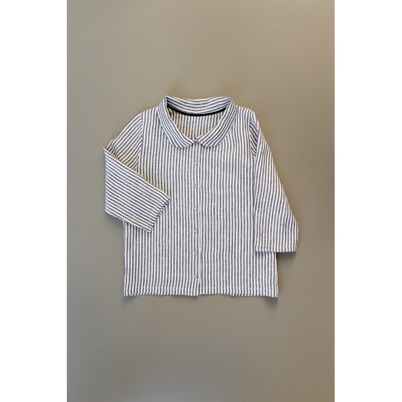 3/4 sleeves shirt, light stripes linen