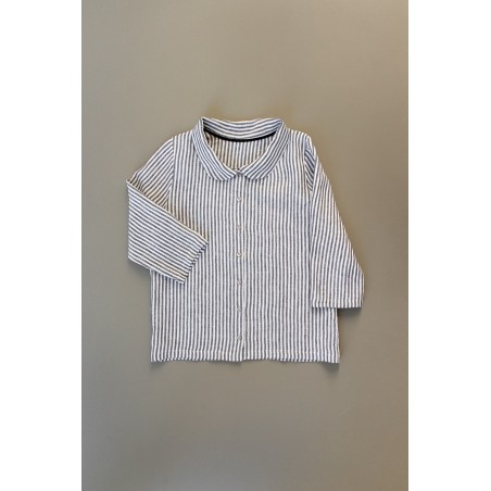 3/4 sleeves shirt, light stripes linen