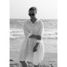 Uniform shirt-dress long sleeves, white linen