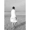 Uniform shirt-dress long sleeves, white linen