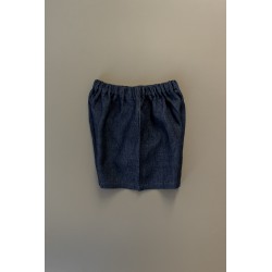 Short, indigo linen