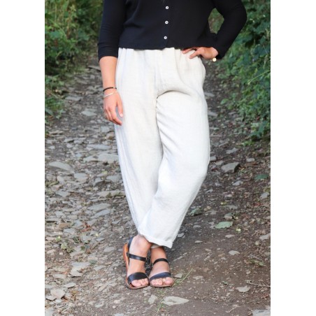 Pantalon classique, lin épais naturel