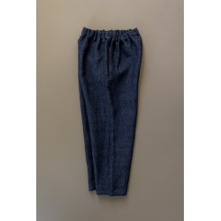 Pantalon classique, lin épais indigo