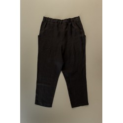 Uniform straight trousers, black linen