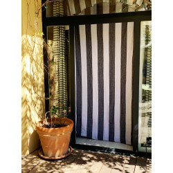 Cloth, white large stripes linen