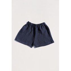 Short, indigo heavy linen