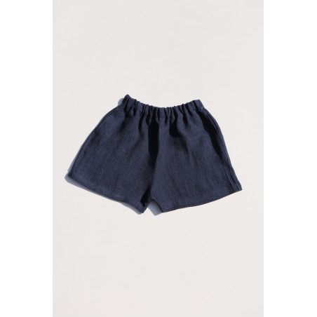 Short, lin épais indigo