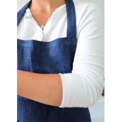 Apron, indigo heavy linen