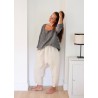 3/4 sleeves blouse squared neck, grey linen