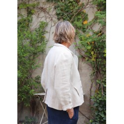 Veste tailleur, lin épais naturel