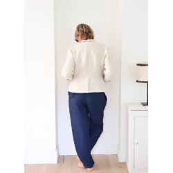 Veste tailleur, lin épais naturel