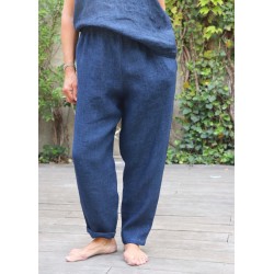 Classic trousers, indigo heavy linen