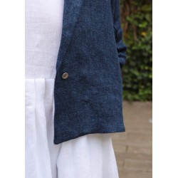 Flared jacket, indigo heavy linen