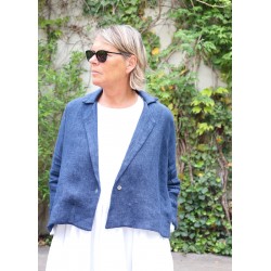 Flared jacket, indigo heavy linen