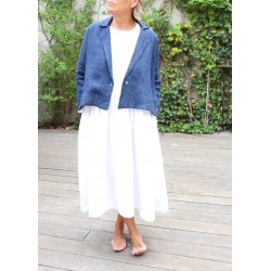 Flared jacket, indigo heavy linen