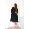 Pleated dress,  3/4 sleeves, black linen