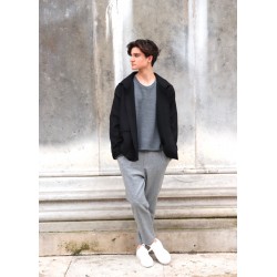 Pull mixte pour homme, jersey épais gris clair