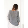 3/4 sleeves blouse V neck, grey linen