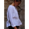 Blouse plissée ML, lin blanc