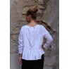 Blouse plissée ML, lin blanc