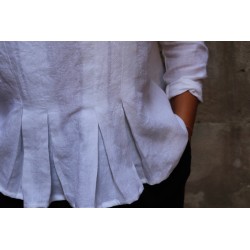 Blouse plissée ML, lin blanc