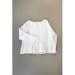 Blouse plissée ML, lin blanc