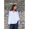 Long sleeves pleated blouse, white linen