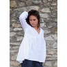 Long sleeves pleated blouse, white linen