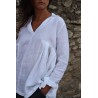 Blouse plissée ML, lin blanc