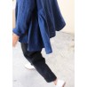 Pleated blouse, indigo heavy linen