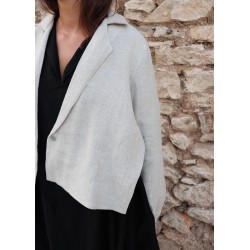 Flared jacket, natural heavy linen