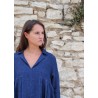 Pleated dress, indigo heavy linen