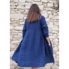 Robe à plis, lin épais indigo