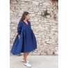 Pleated dress, indigo heavy linen