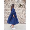 Pleated dress, indigo heavy linen