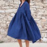 Pleated dress, indigo heavy linen