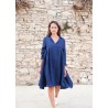 Pleated dress, indigo heavy linen